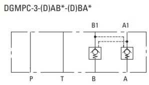 Pilot check valve DGMPC 3 ABK BAK 41, NG6 / Cetop 3, 60l/m, Crack pressure 1 Bar